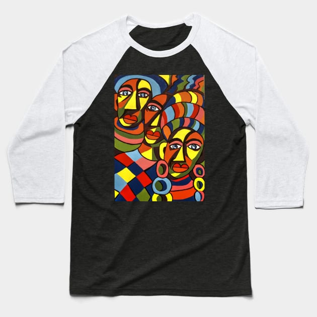 African Traditional Tribal Women Abstract Art Canvas Painting 5 Baseball T-Shirt by PatrioTEEism